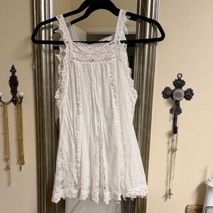 Anthropologie White Lace Trim Tank Top